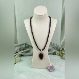 Kendra Scott Marlowe Long Pendant Necklace in Bordeaux Tiger’s Eye